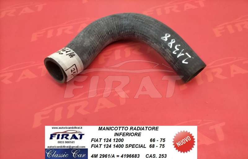 MANICOTTO RADIATORE FIAT 124 1200 66 - 75 INF. (2961/A)